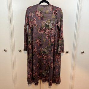 LulaRoe EUC Purple Floral Sarah Long Cardigan Size S